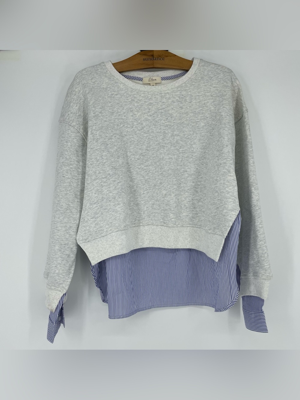 New Elan Margo Top Mixed Media Heather Grey medium - Picture 3 of 8